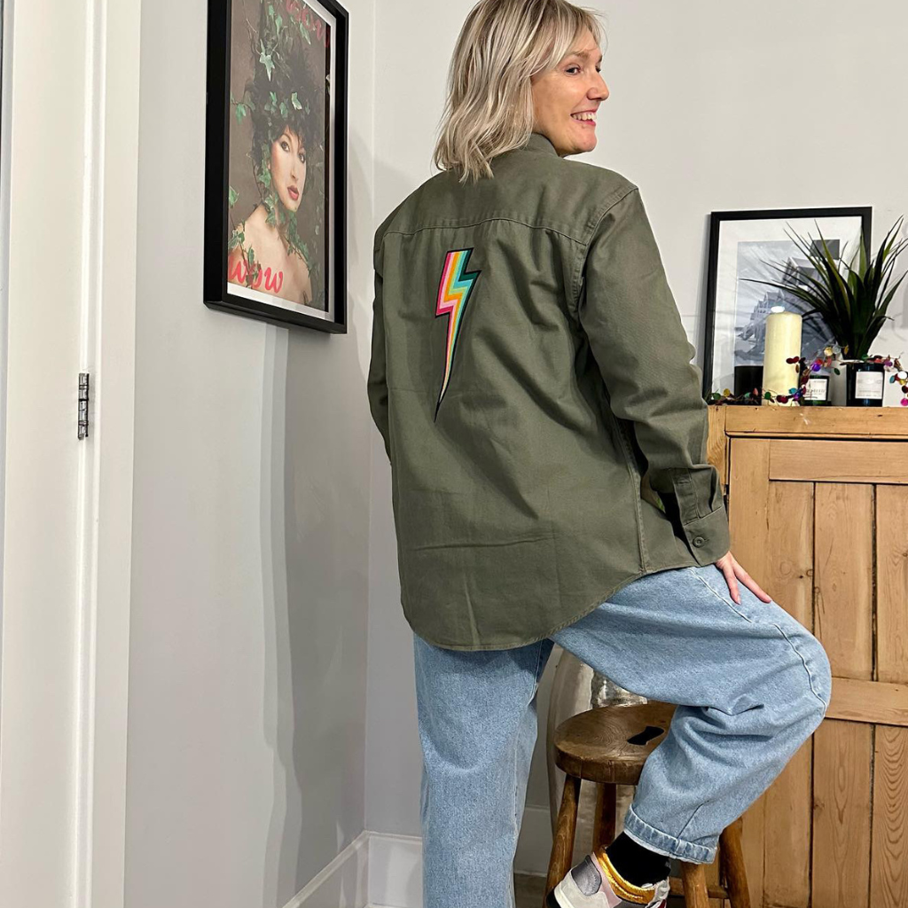 khaki embroidered jacket