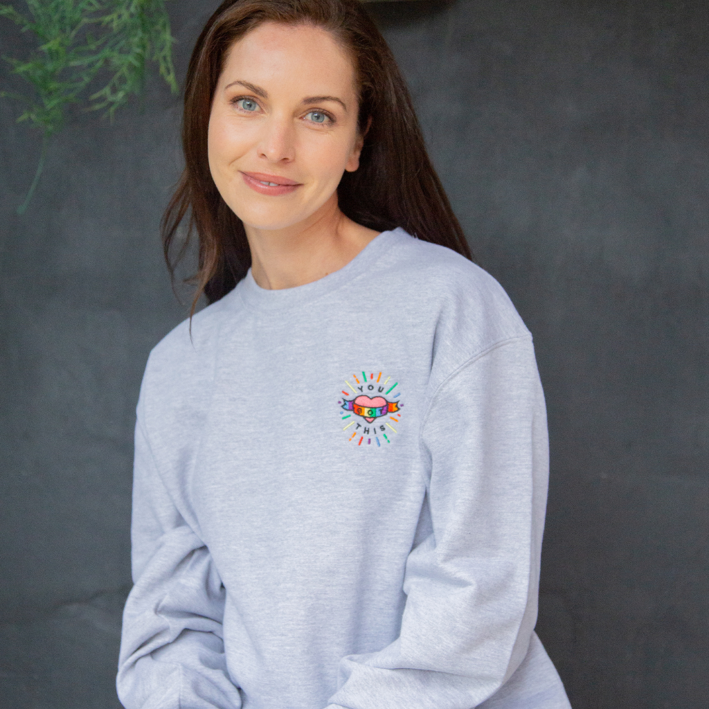 Grey rainbow sweatshirt sale