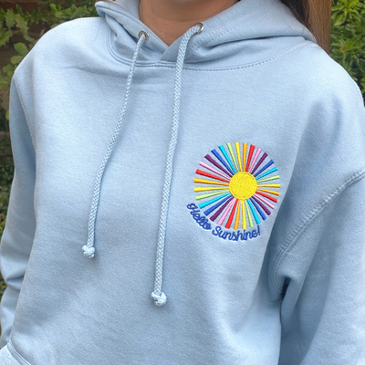 Hello Sunshine Hoodie With Multi Coloured Embroidery