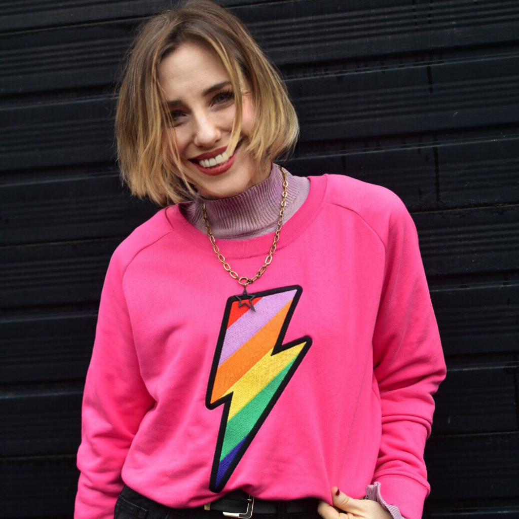 Embroidered Rainbow Lightning Bolt Sweatshirt percyandnell