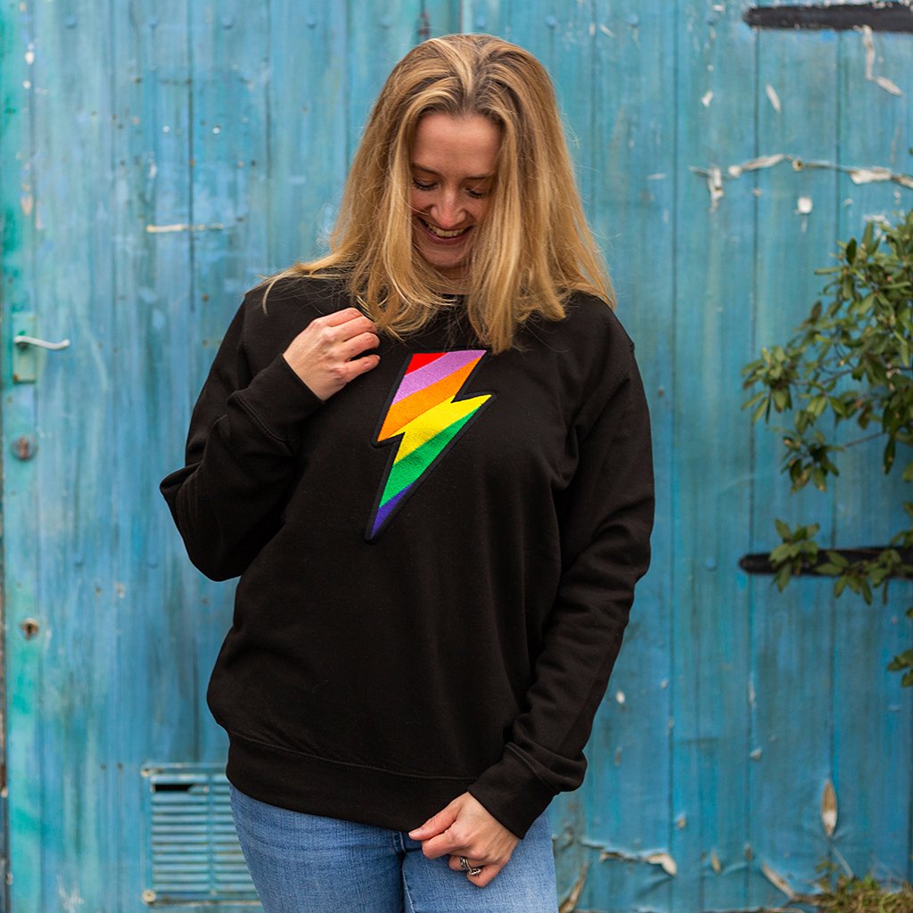 Rainbow lightning bolt sweater best sale